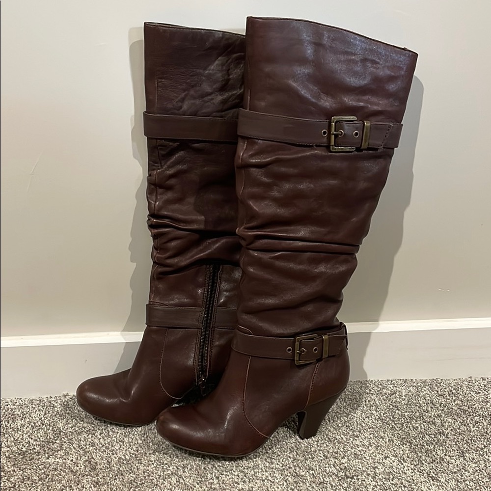 Jessica Simpson Brown Leather Capry Boots